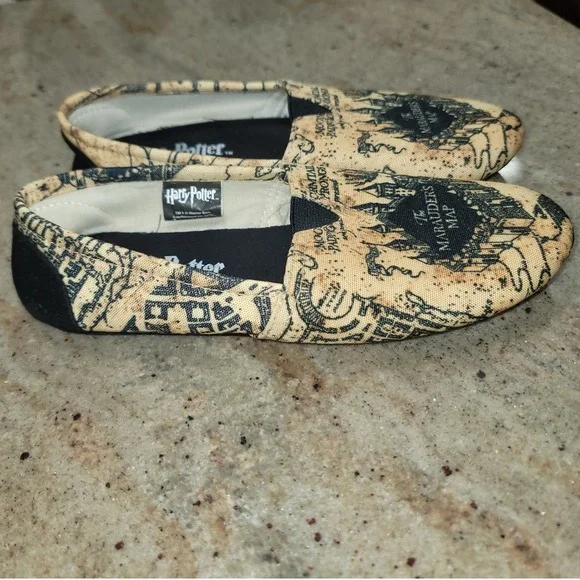 Harry Potter Marauder's Map Slip On Flats Women Size Small 6/7 Balletcore Wizard - Picture 3 of 8